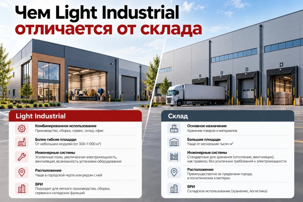 Light Industrial: что это и&nbsp;чем отличается от&nbsp;склада и&nbsp;производства